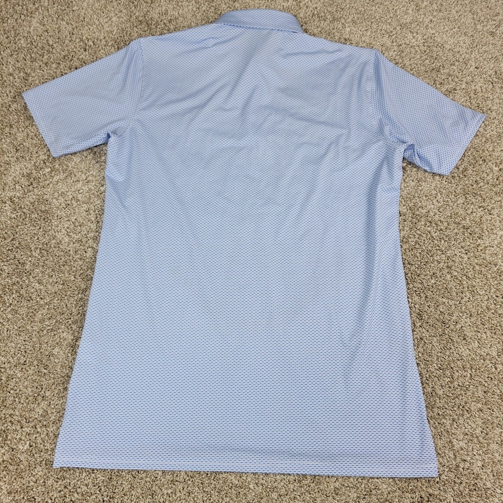 Holderness & Bourne Tailored Fit Mens Medium Blue Geometric Performance Polo - Picture 3 of 6